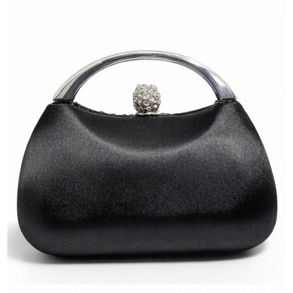 NINA Brando Black Crystal Evening Clutch Top Handle Chain Strap Formal Bag NWT - Picture 2 of 16